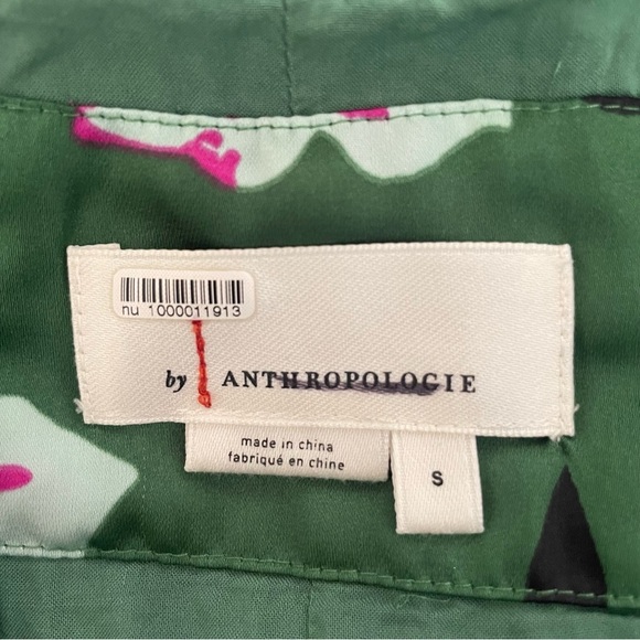 Anthropologie Mireille Green Pink Floral Print Pleated Midi Dress 37385 - Picture 7 of 11